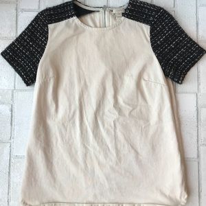 JCrew Factory tweed sleeve back zip tee